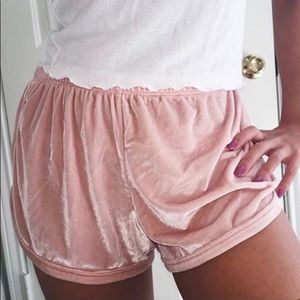 Brandy Melville Pink Velvet Shorts